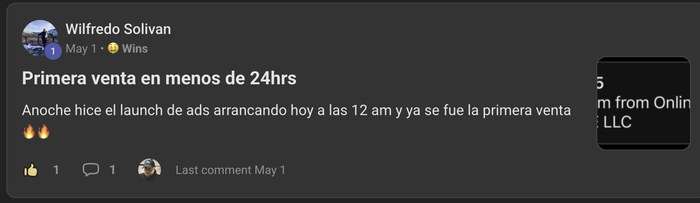 Publicación de un miembro: primera venta en menos de 24 horas